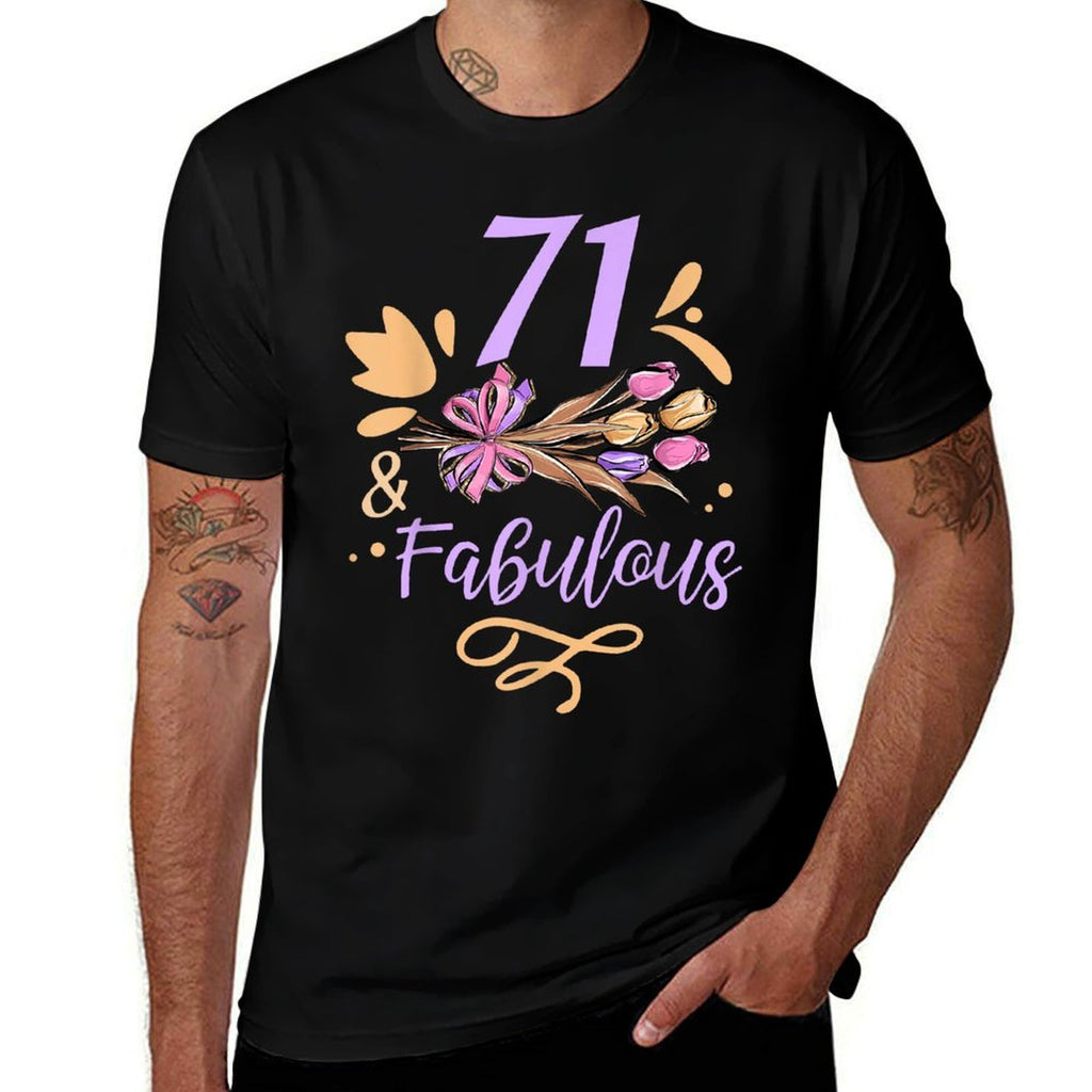 71 And Fabulous Party Age Birthday Years Old  Lightweight T-Shirt