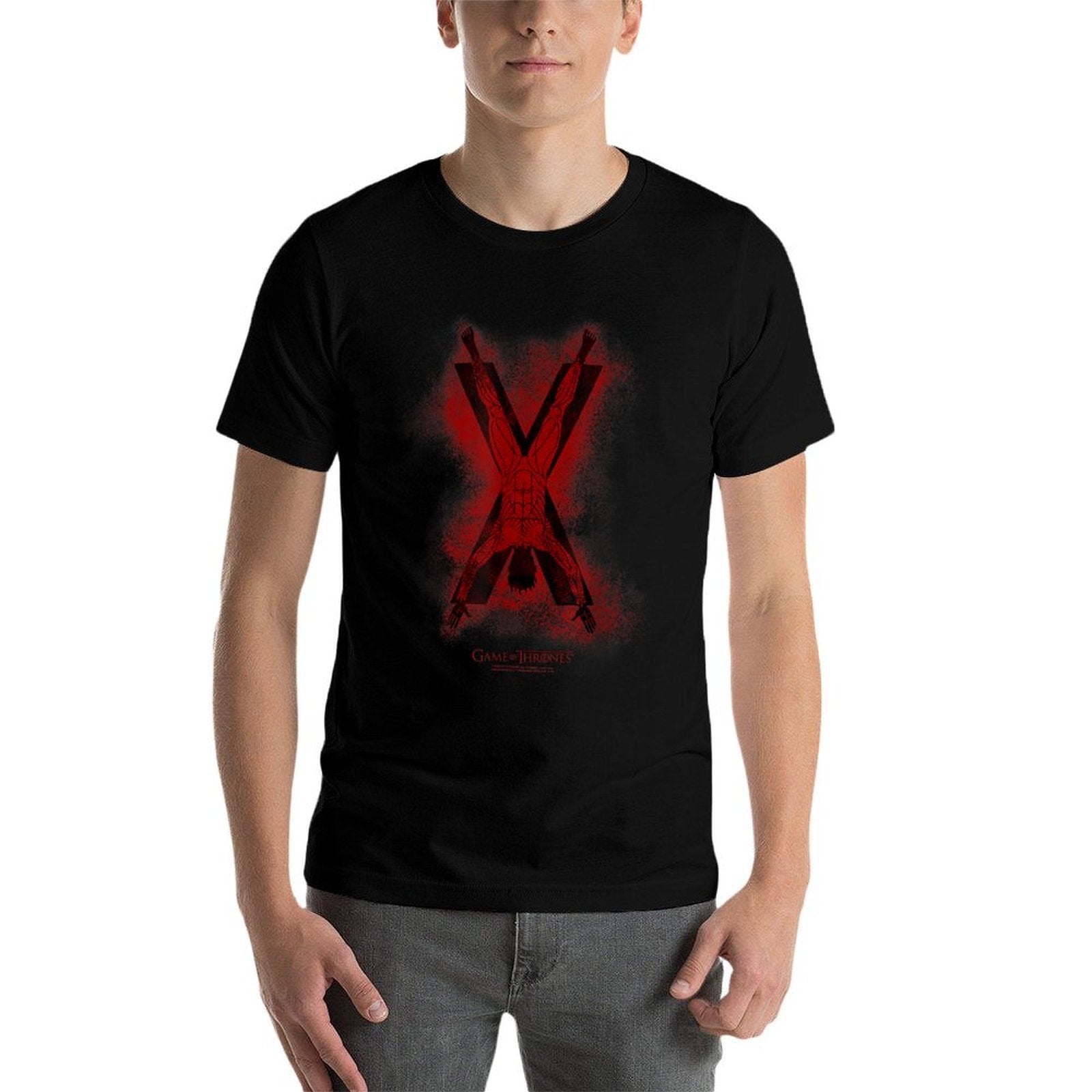 Game of Thrones Bolton Sprayed Outline Sigil  Ribbed Collar T-Shirt