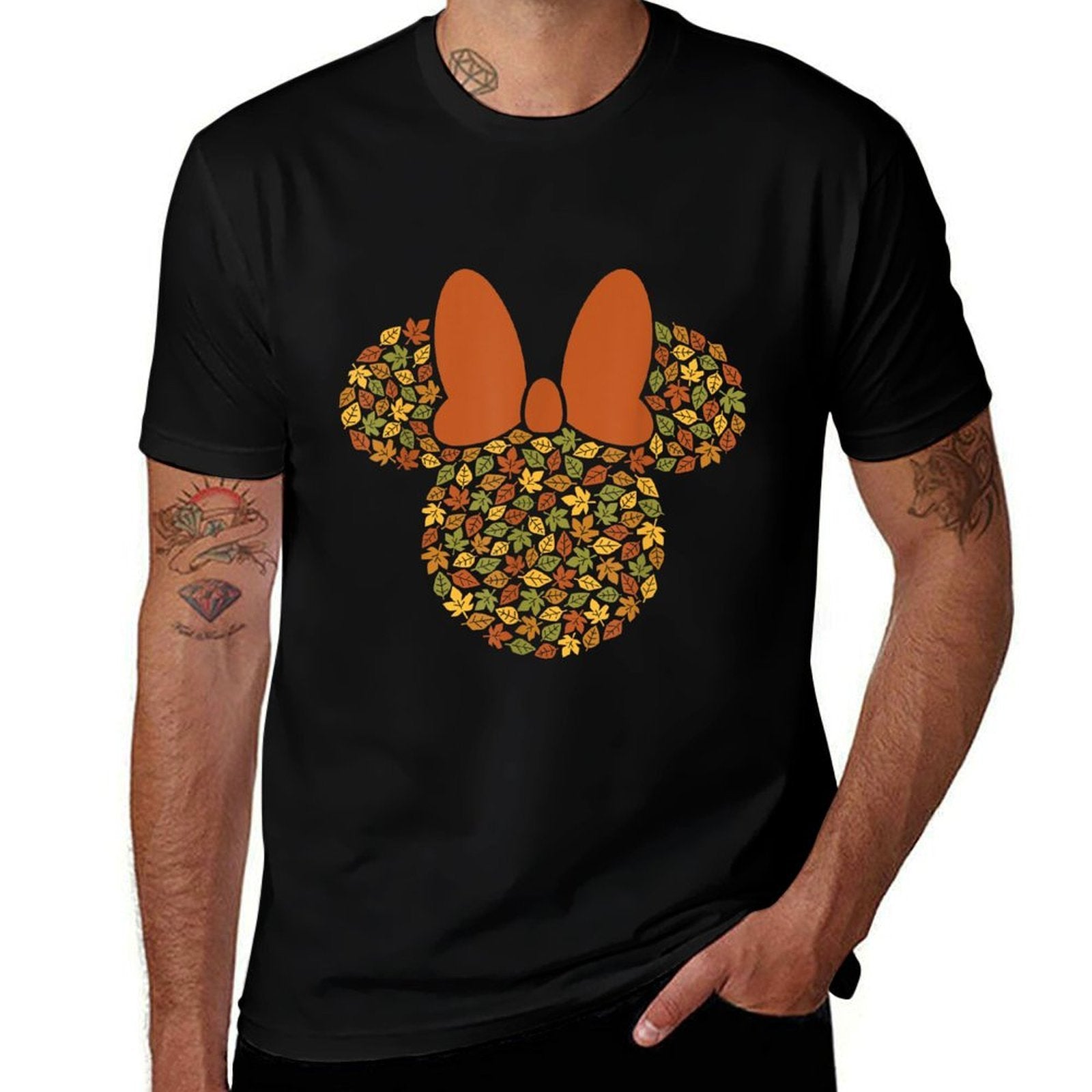 Disney Minnie Mouse Icon Autumn Fall Leaves  Wrinkle-resistant T-Shirt