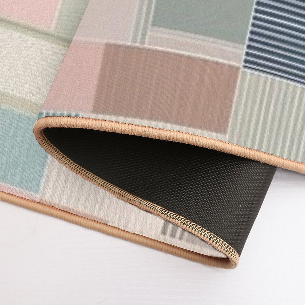 Block Cross Point Linier Pattern Lite Pastel Tone  Dirt-Trapping Bath Mat