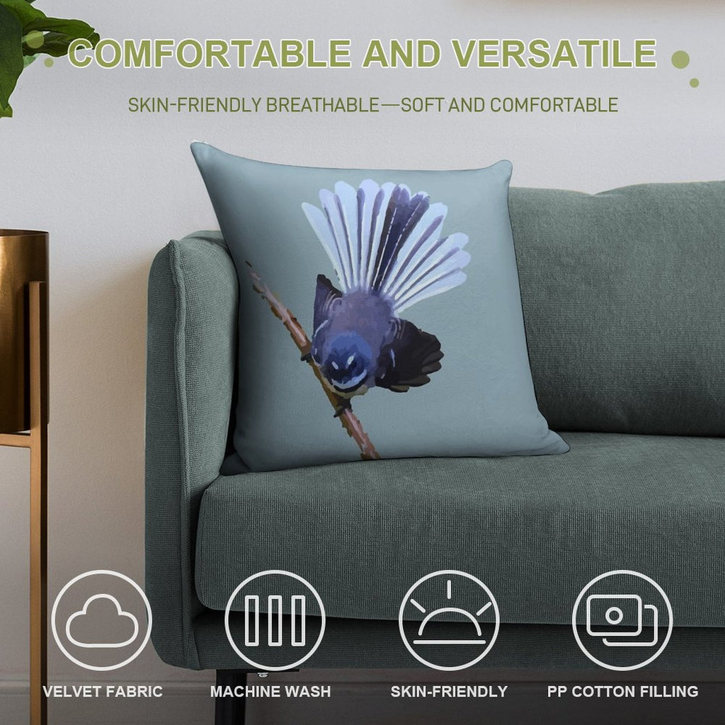 New Zealand Fantail Soft Decorative Cover Throw Pillow