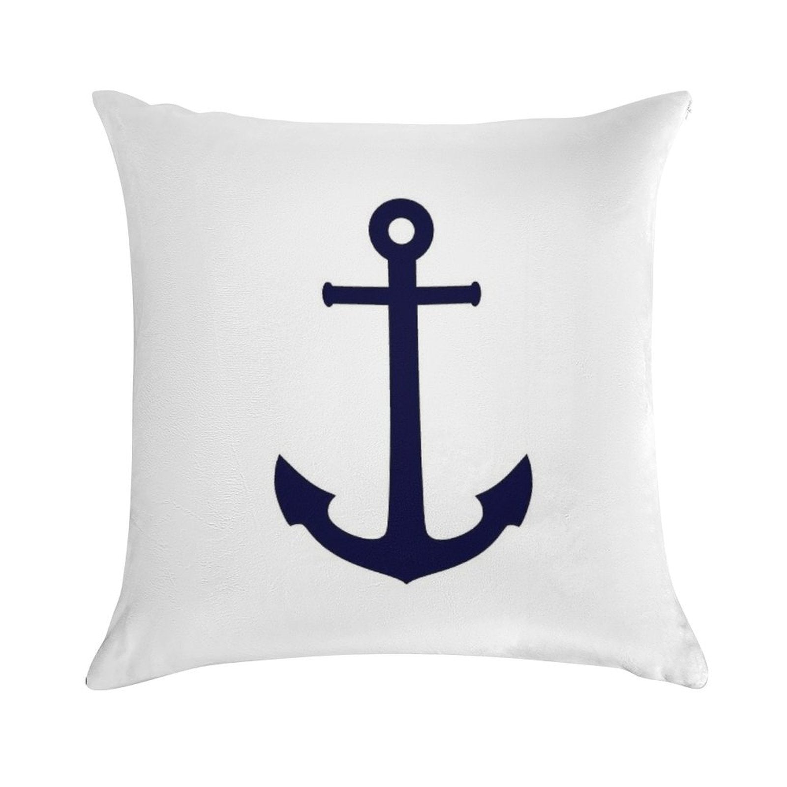 Navy Blue Anchor On White Soft Home Decor Throw Pillow