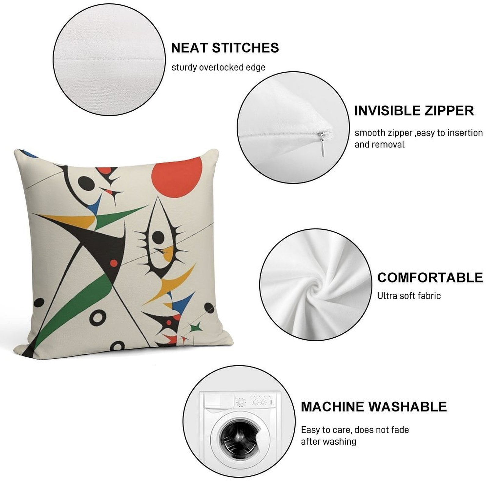 Joan Miro Soft High-Density Material Throw Pillow