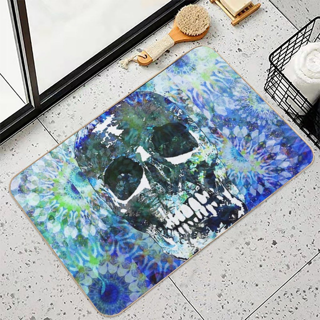 Blue Mandala Candy Skull Art  Toxin-Free Bath Mat