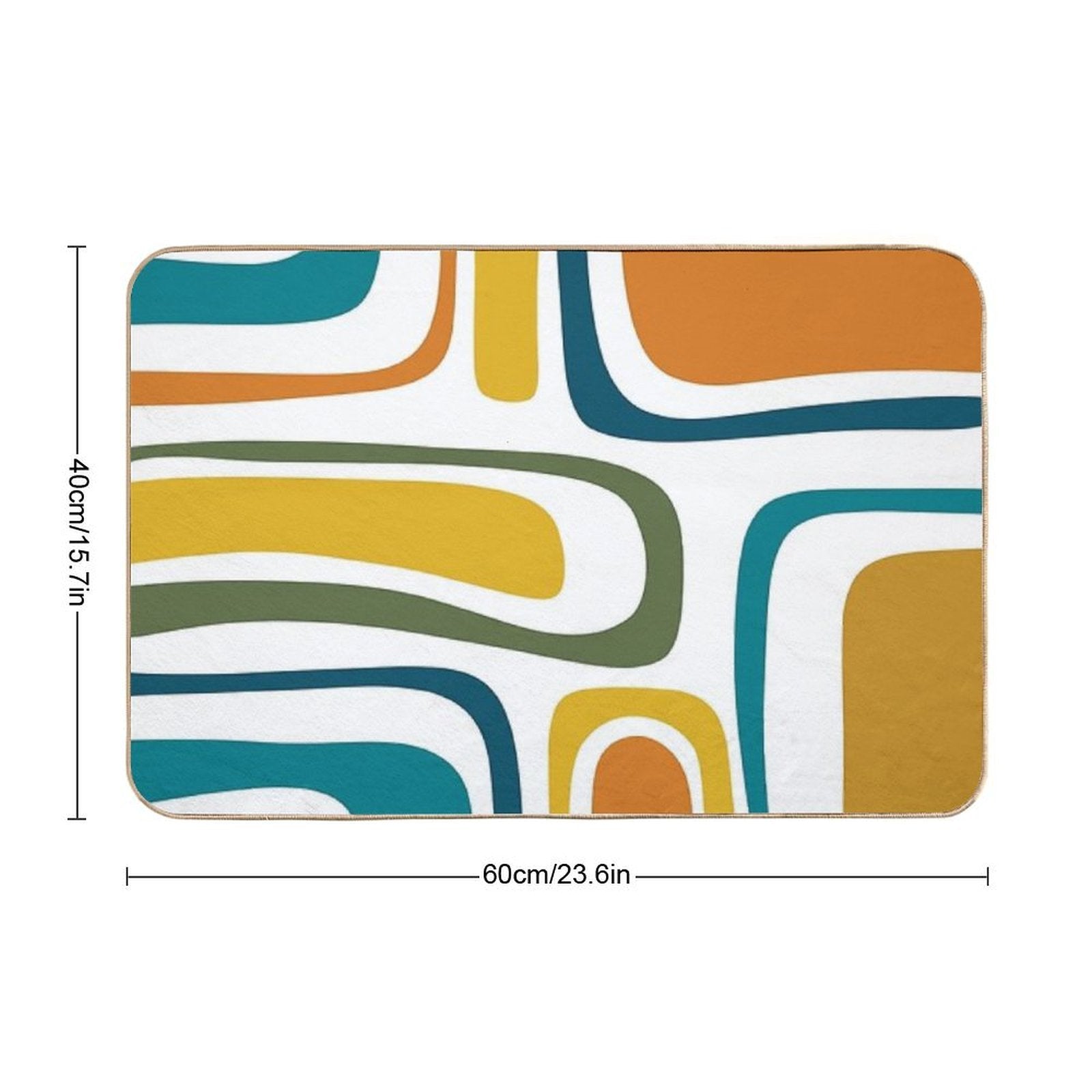 Palm Springs Retro Midcentury Modern Abstract Pattern in Moroccan Teal, Mustard, Orange, Olive And White  Versatile Bath Mat