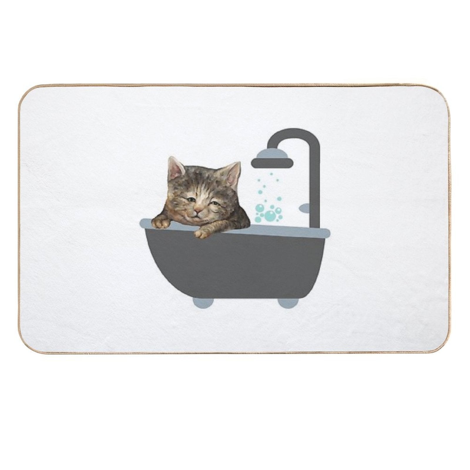 Bath Cat A Funny And Cute Lazy Cat Design  Slip-Resistant Bath Mat