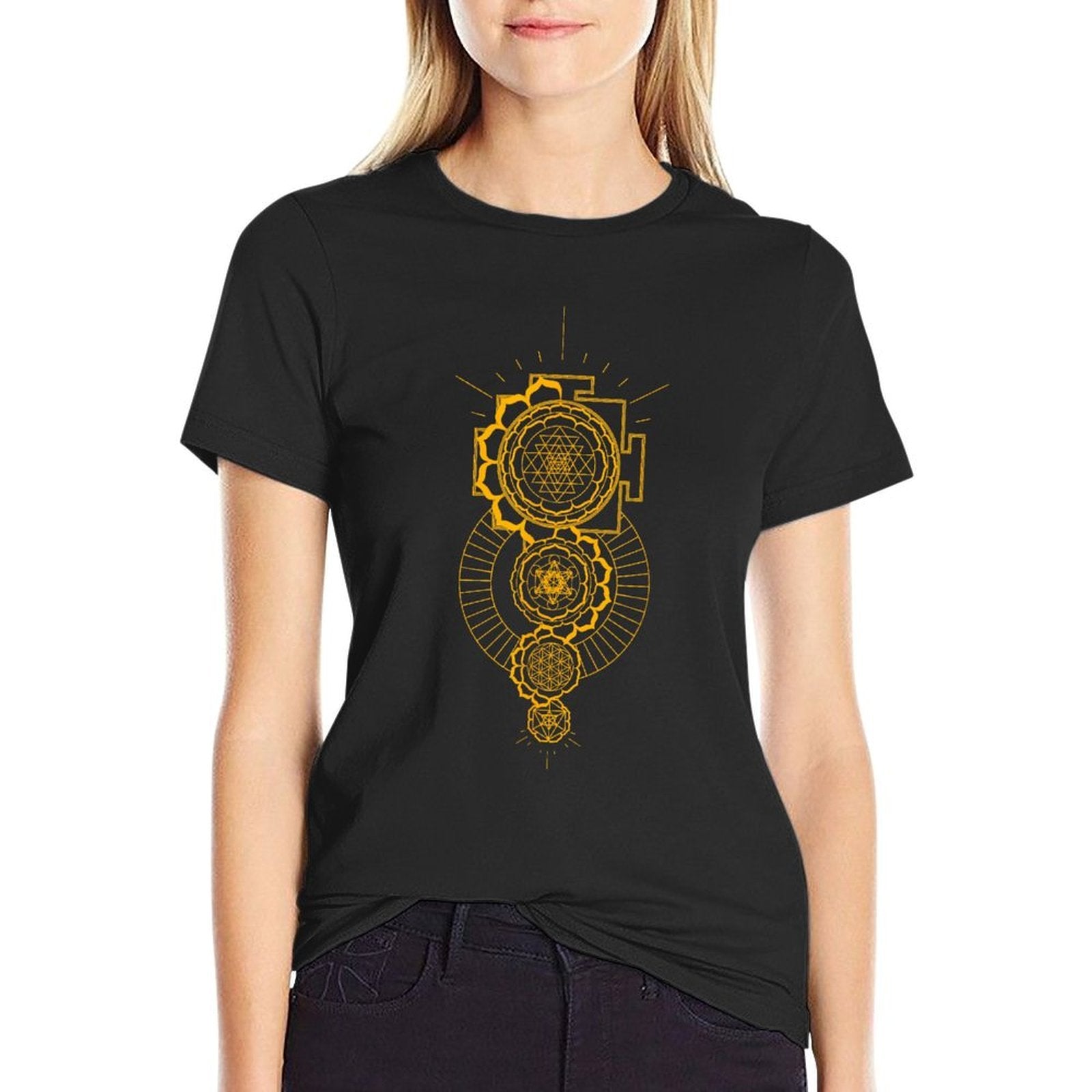 Sri Yantra Sacred Geometry Tattoo Design Mandala And Merkaba  Easy-care T-Shirt