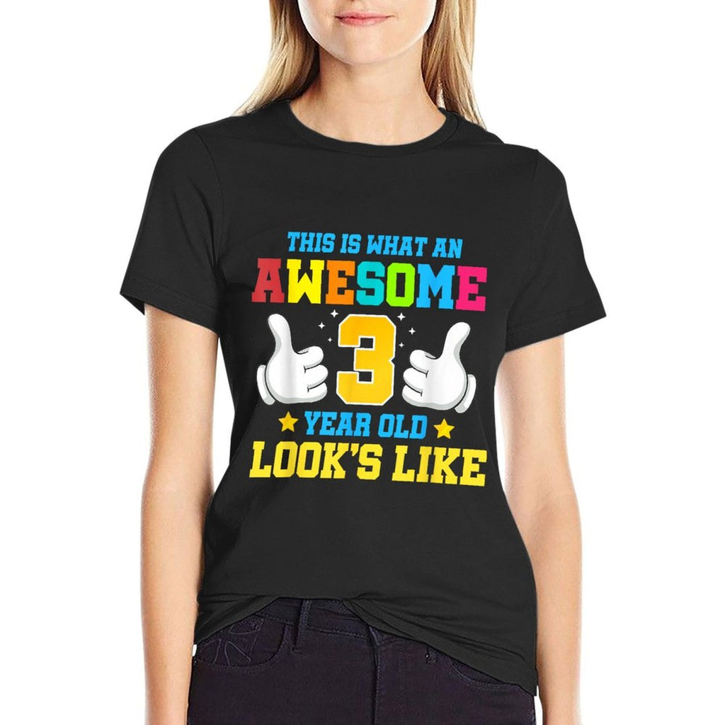 This Is What An Awesome 3 Year Old Looks Like 3rd Birthday  Eco-friendly Material T-Shirt