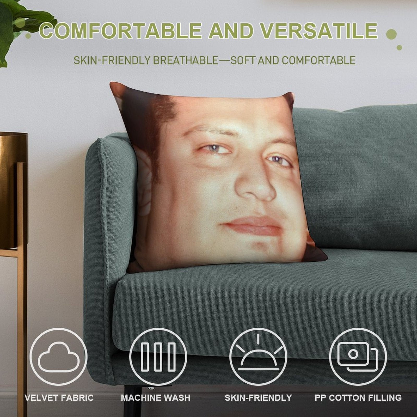 Sal's Face Soft Skin-Friendly Throw Pillow