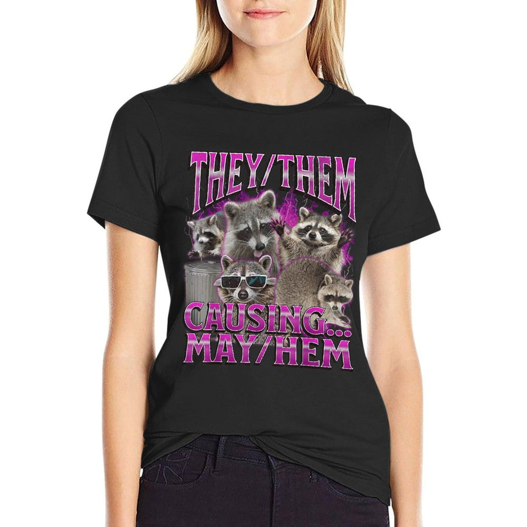 They Them Mayhem Funny Raccoon Meme Bootleg Graphic 90s  Classic T-Shirt