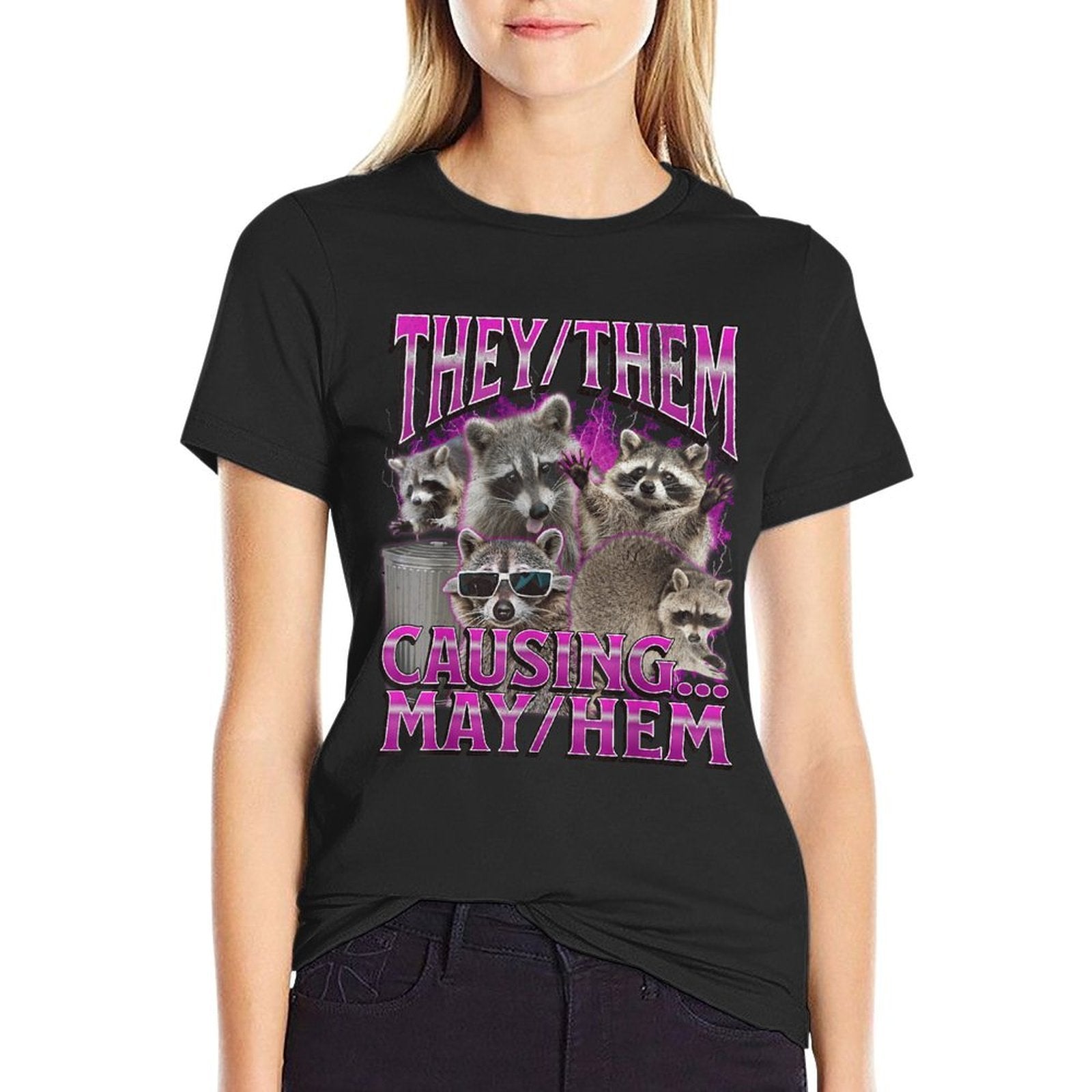 They Them Mayhem Funny Raccoon Meme Bootleg Graphic 90s  Classic T-Shirt