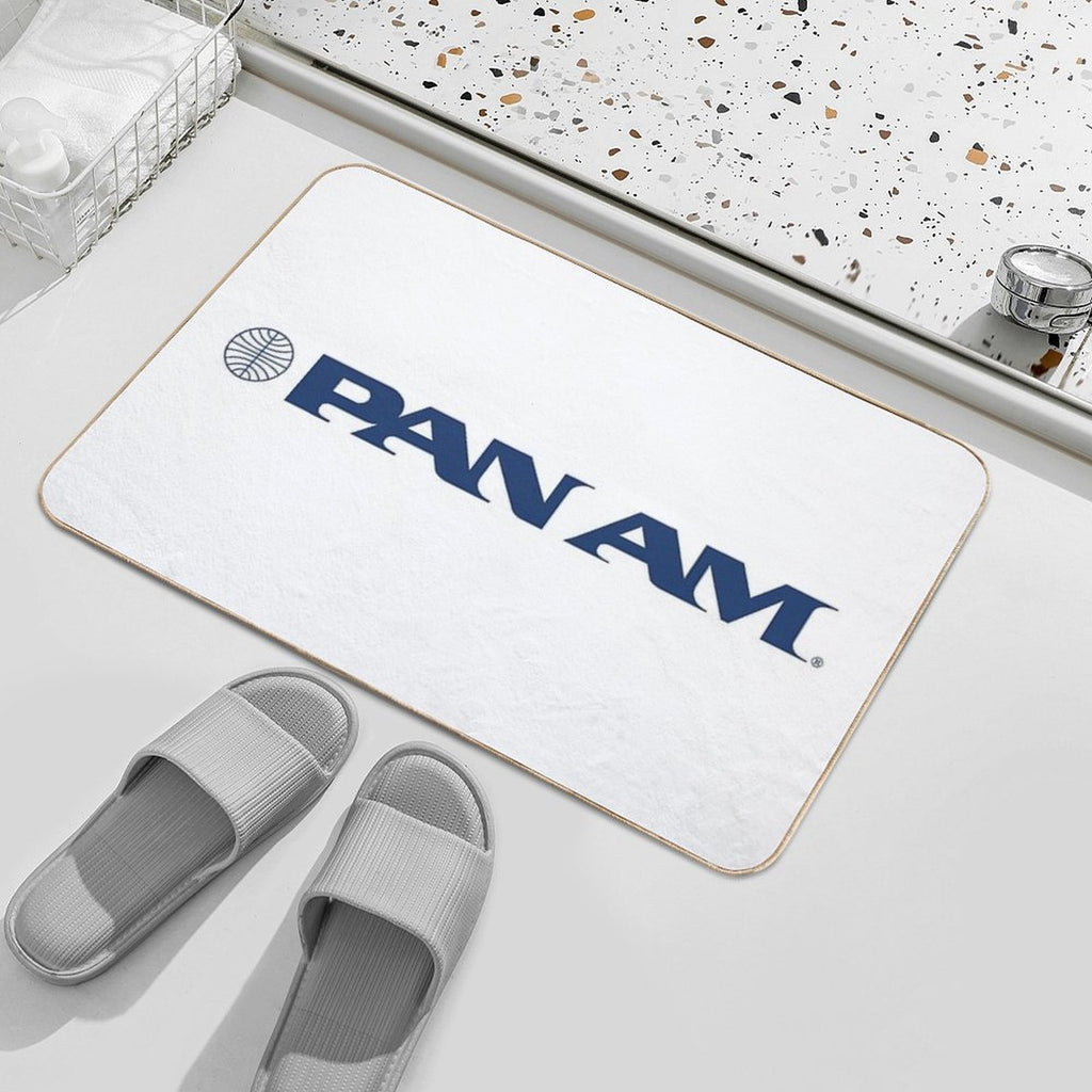 Pan Am Stylized Wordmark with Globe  High-Traffic Bath Mat