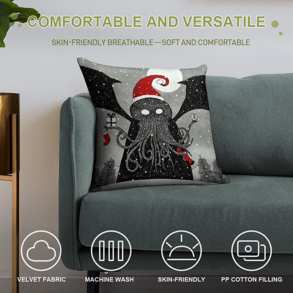 A Cthulhu Christmas Soft Hidden Zipper Throw Pillow