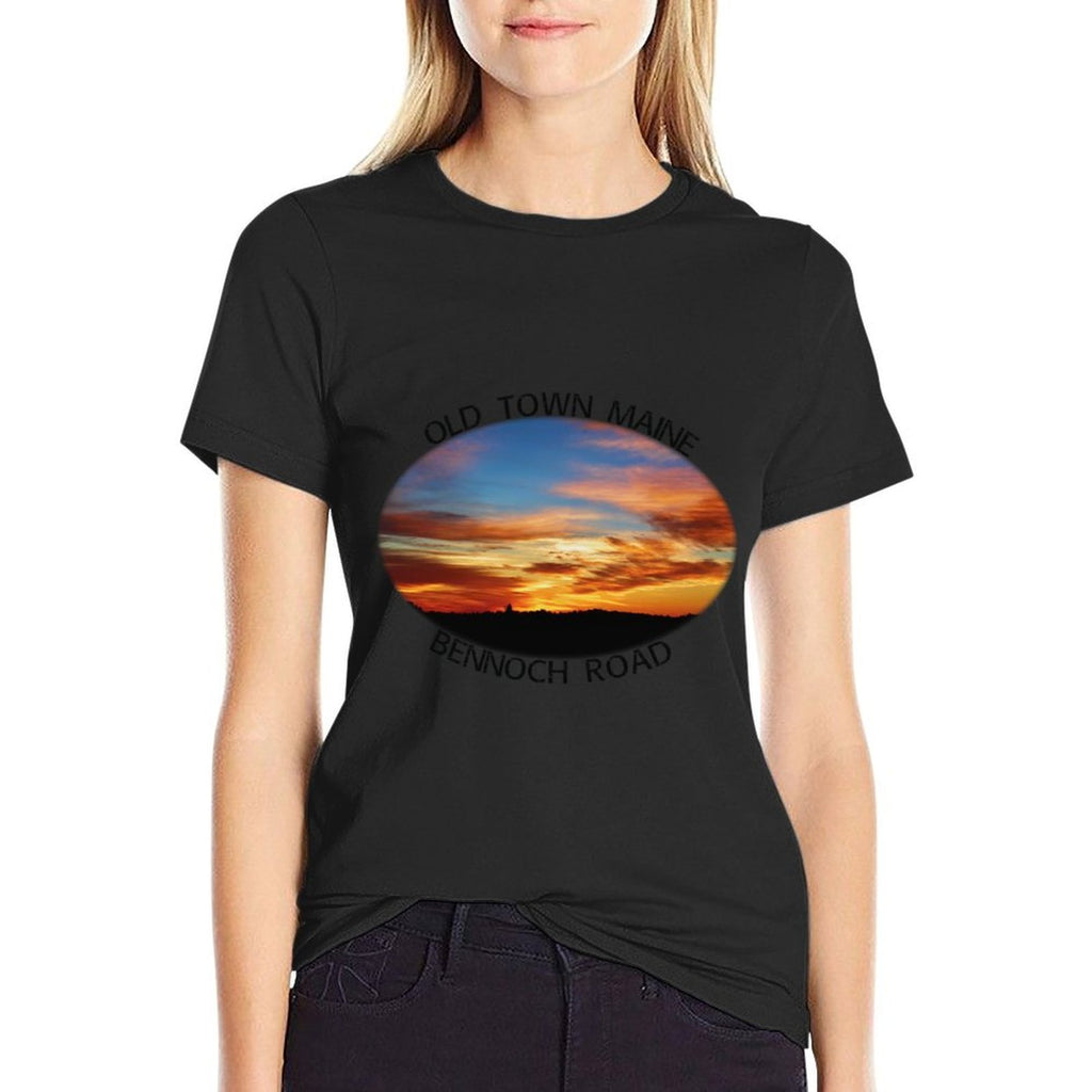 Old Town, Maine Magic Hour Early Morning Twilight Sky  Heathered Texture T-Shirt