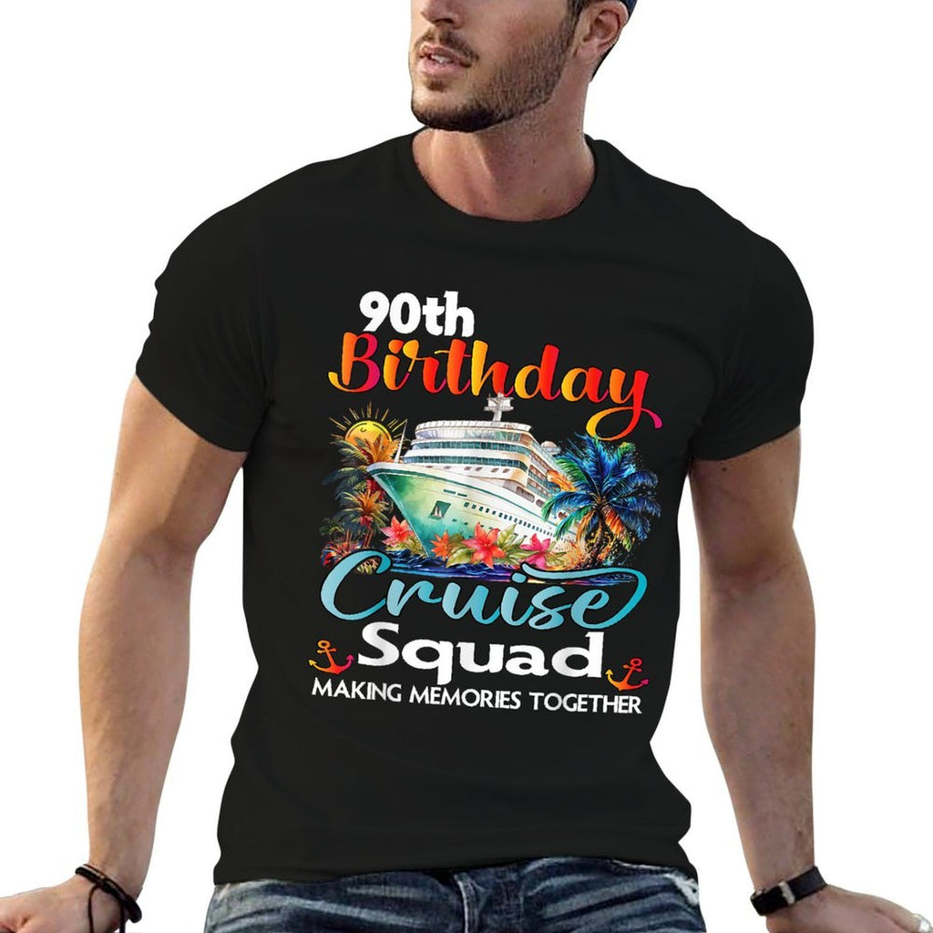 90th Birthday Cruise Squad Friends Family Vacation Matching  Oversized Silhouette T-Shirt