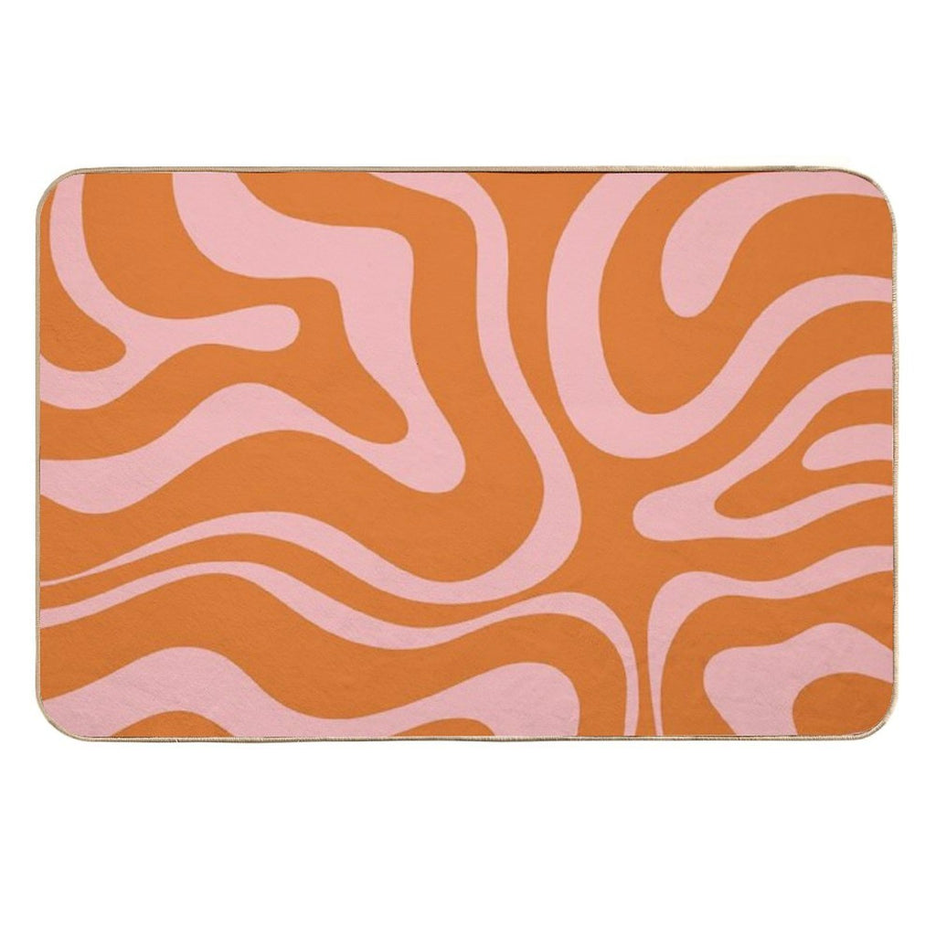Liquid Candy Retro Abstract Pattern in Pink And Orange  Slip-Resistant Bath Mat