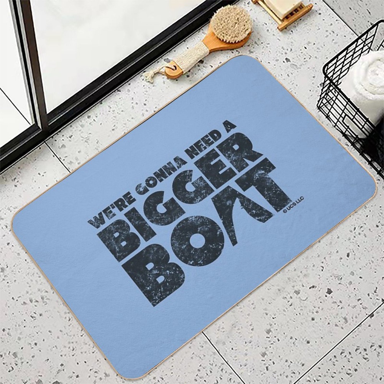 Jaws Movie Bigger Boat Quote. Birthday Party Gifts. Officially Licensed Merch.  Pet-Safe Bath Mat