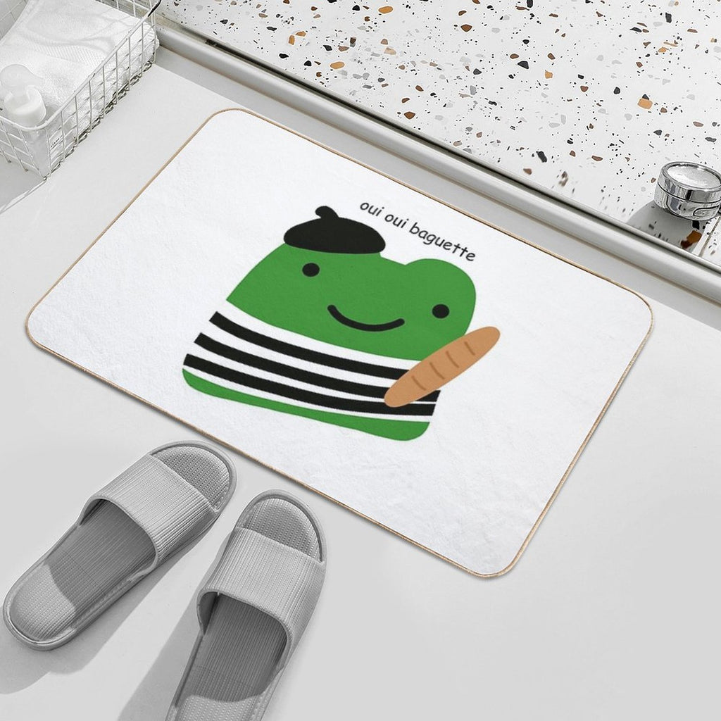 Oui Oui Baguette French Frog  Stain-Proof Bath Mat