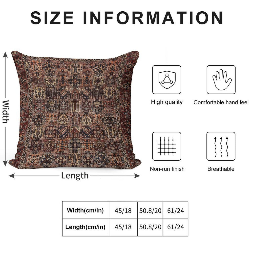 Vintage Carpet Pillow Soft Short Plush Fabric Throw Pillow
