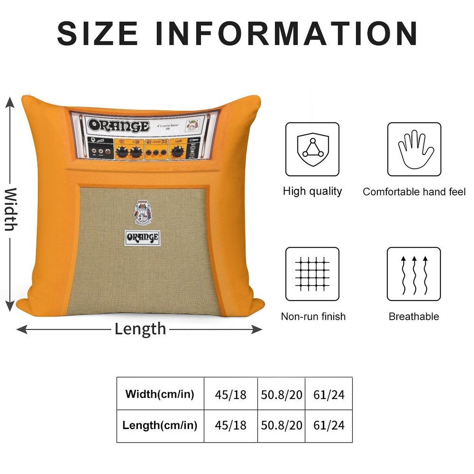 Orange Soft Short Plush Fabric Throw Pillow