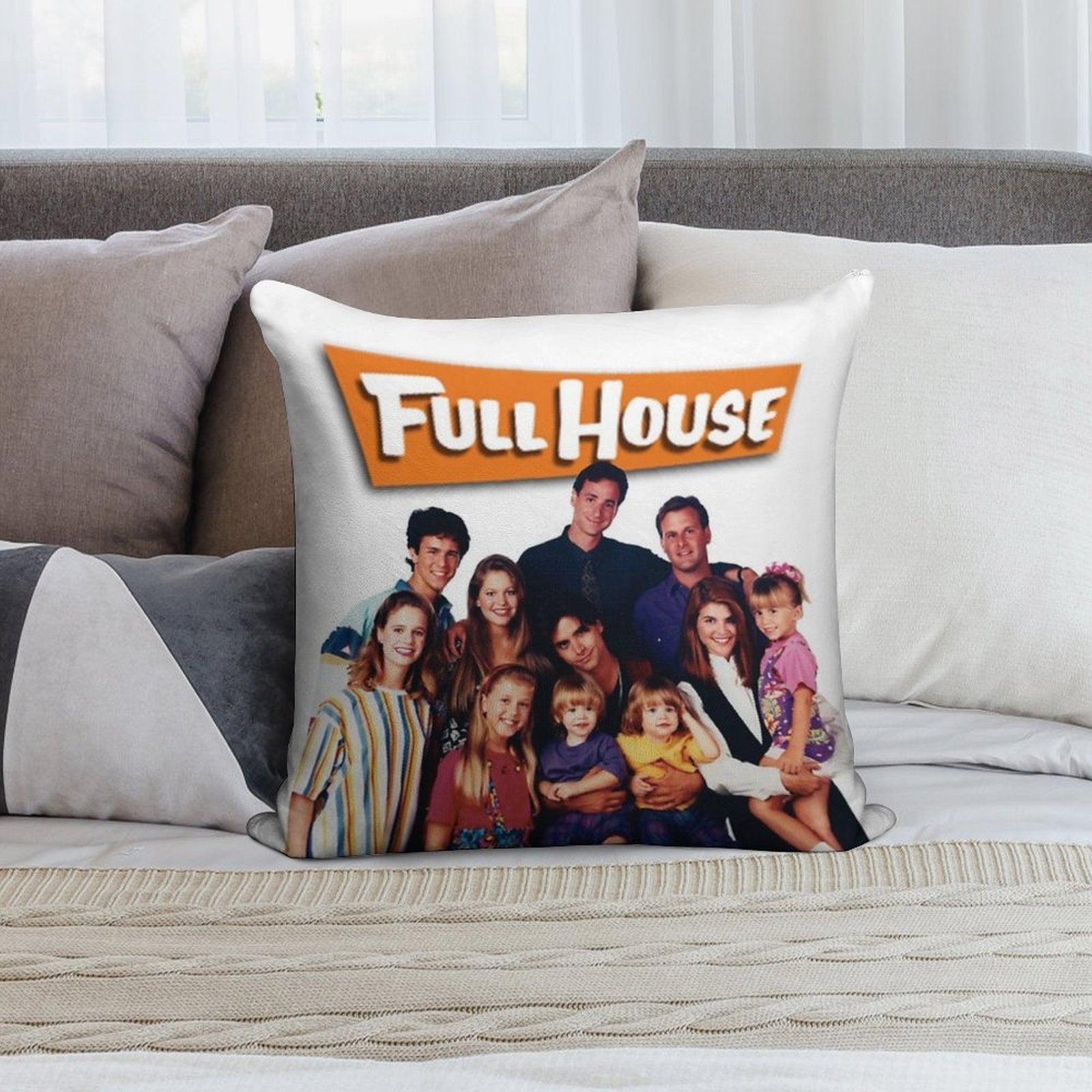 Full House Cast Soft Hidden Zipper Throw Pillow