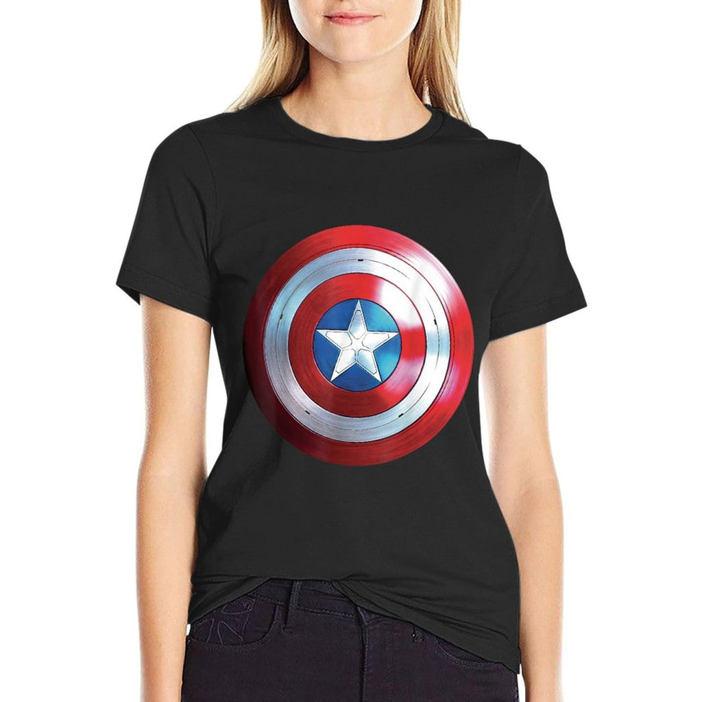 Marvel Studios Captain America 4 Brave New World Shield  Rolled Sleeves T-Shirt