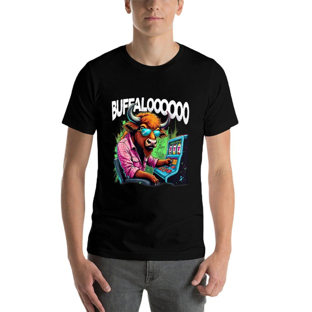 Buffalo Slot Machine Funny Casino Art Casino Lovers Design  Heathered Texture T-Shirt