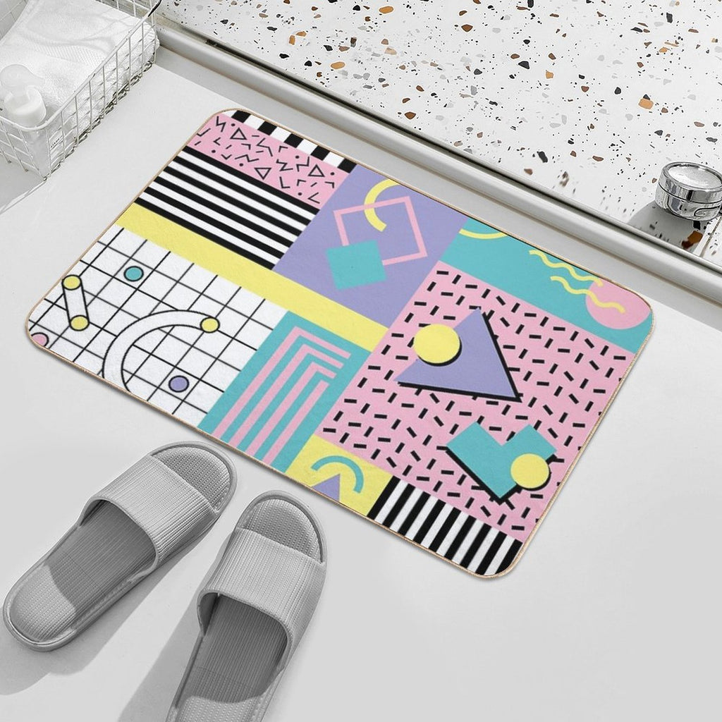Memphis Pattern 25 - Retro 90s  80s  Non-Slip Bath Mat