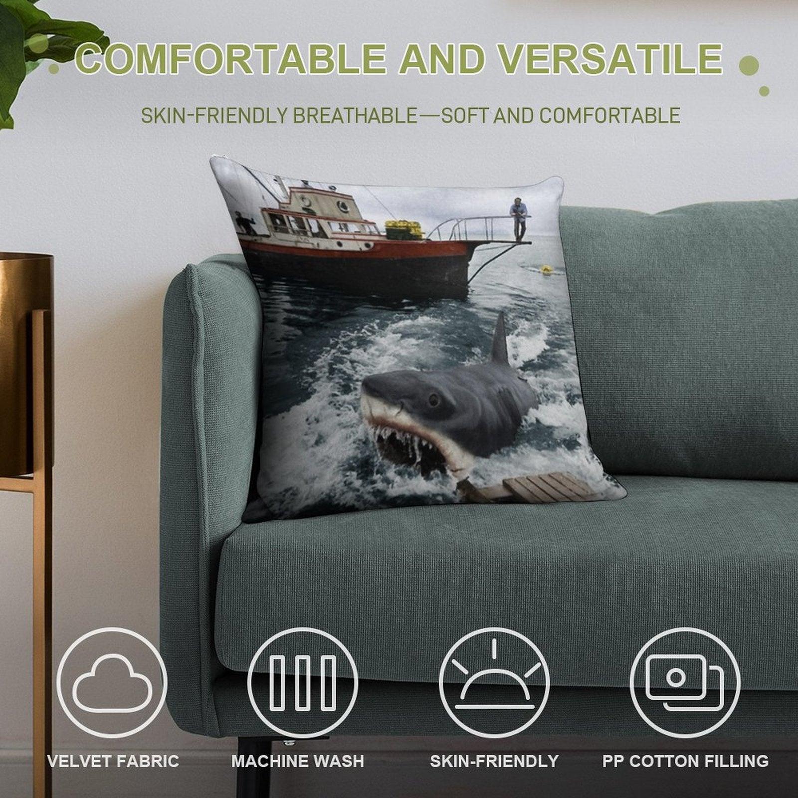 Jaws Photography Soft Decorative Cover Throw Pillow