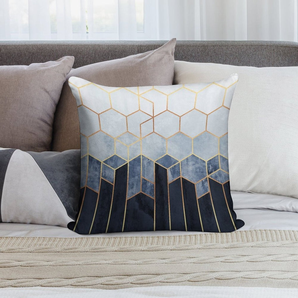 Soft Blue Hexagons Soft Reinforced Edging Throw Pillow