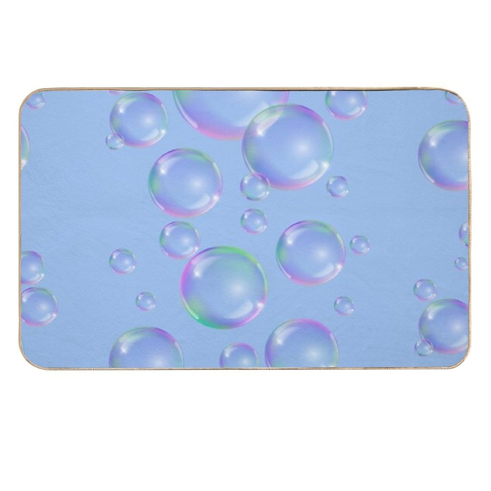 Colorful Bubbles Pattern - Light Blue Background  Repositionable Bath Mat