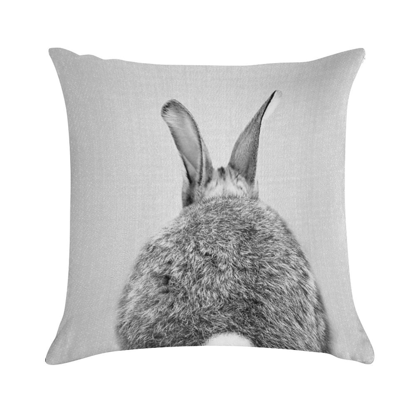 Rabbit Tail - Black & White Soft Decorative Cover Throw Pillow