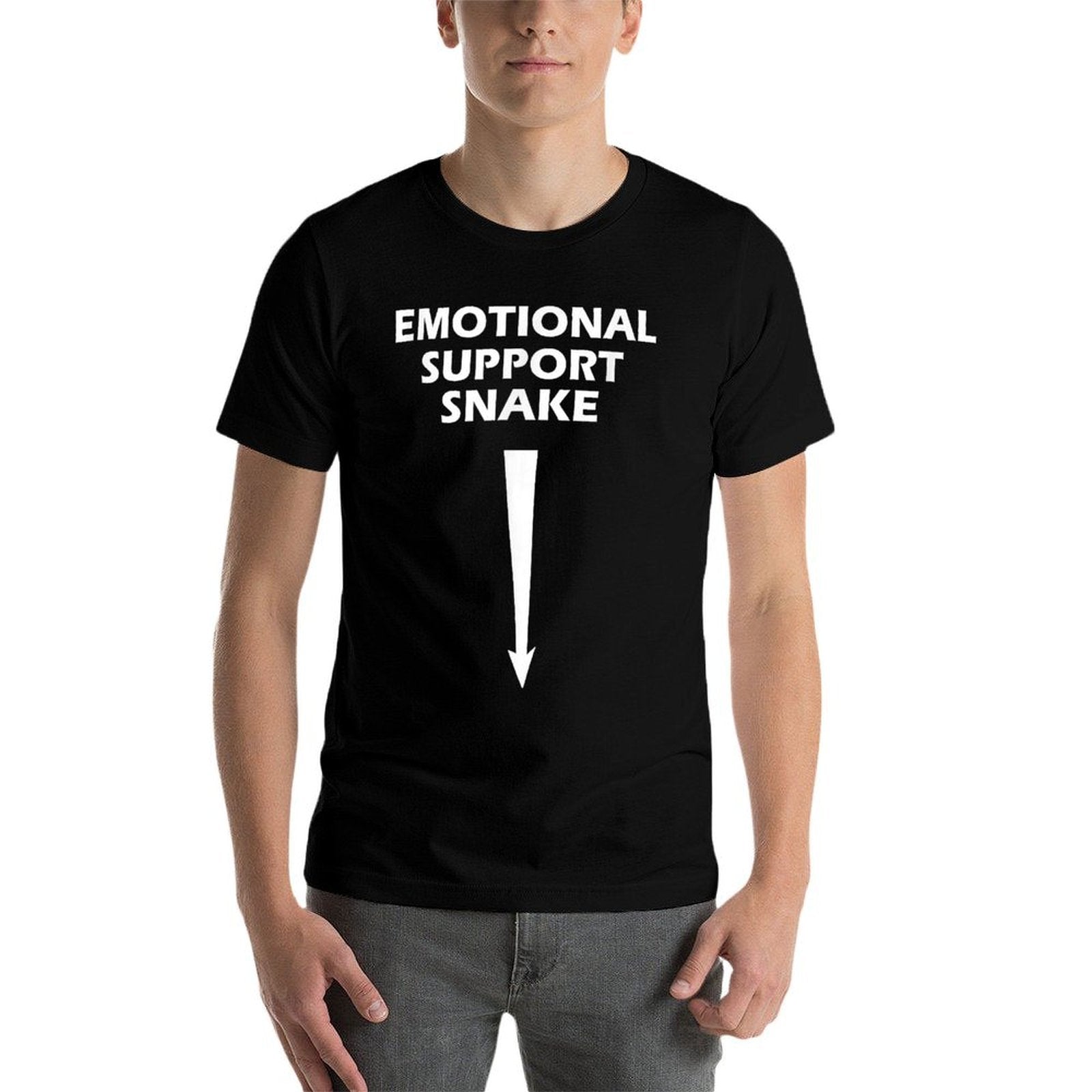 Adult Humor Dirty Joke Emotional Support Snake  Ribbed Collar T-Shirt