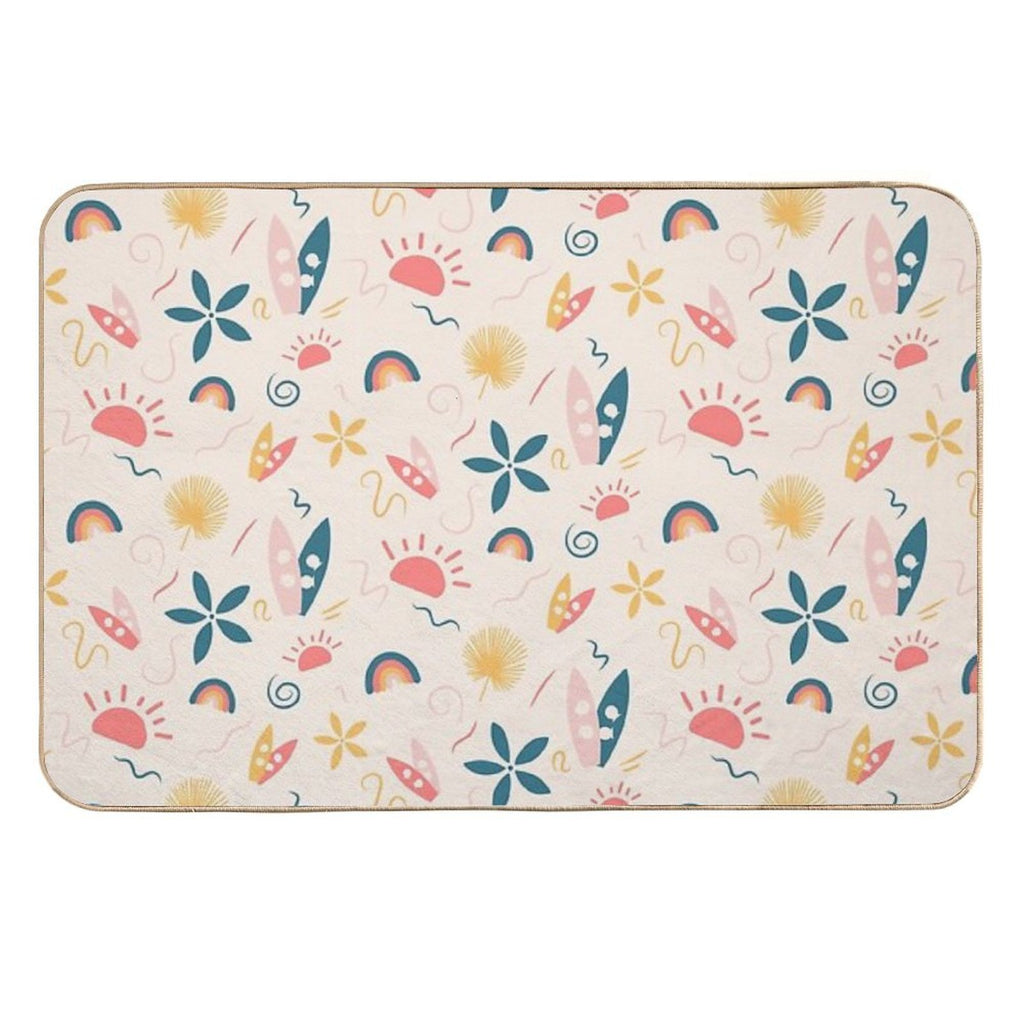 Summer Pattern - Surf, Sun And Rainbow!  Stain-Proof Bath Mat