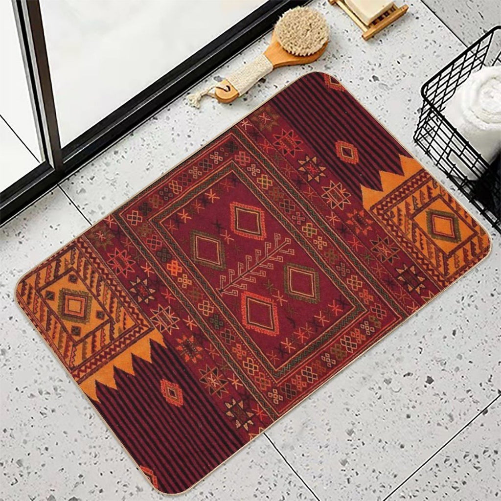 Traditional Moroccan Artwork Design  Slip-Resistant Bath Mat