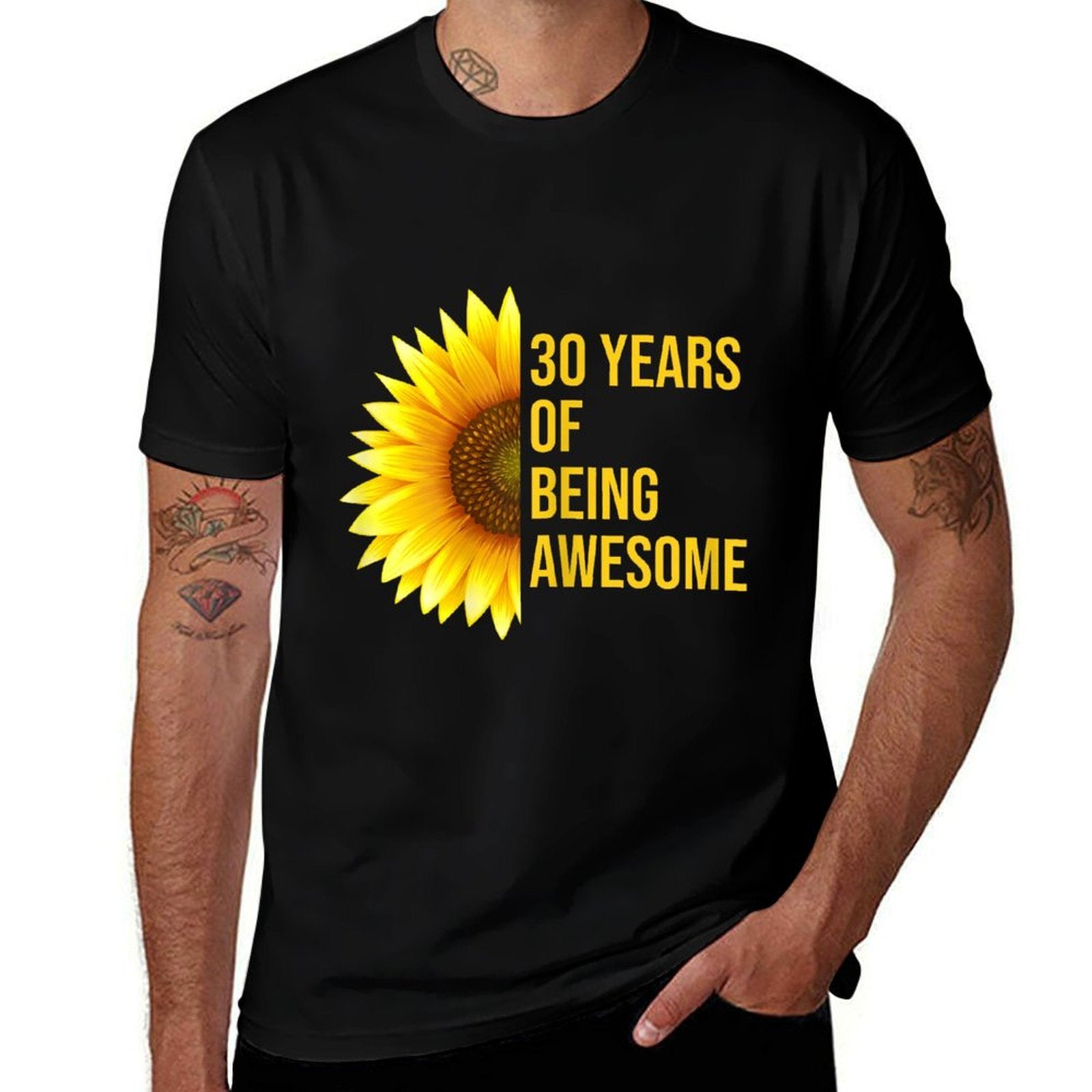 30 Years Old 30th Birthday Sunflower Gift  Heathered Texture T-Shirt