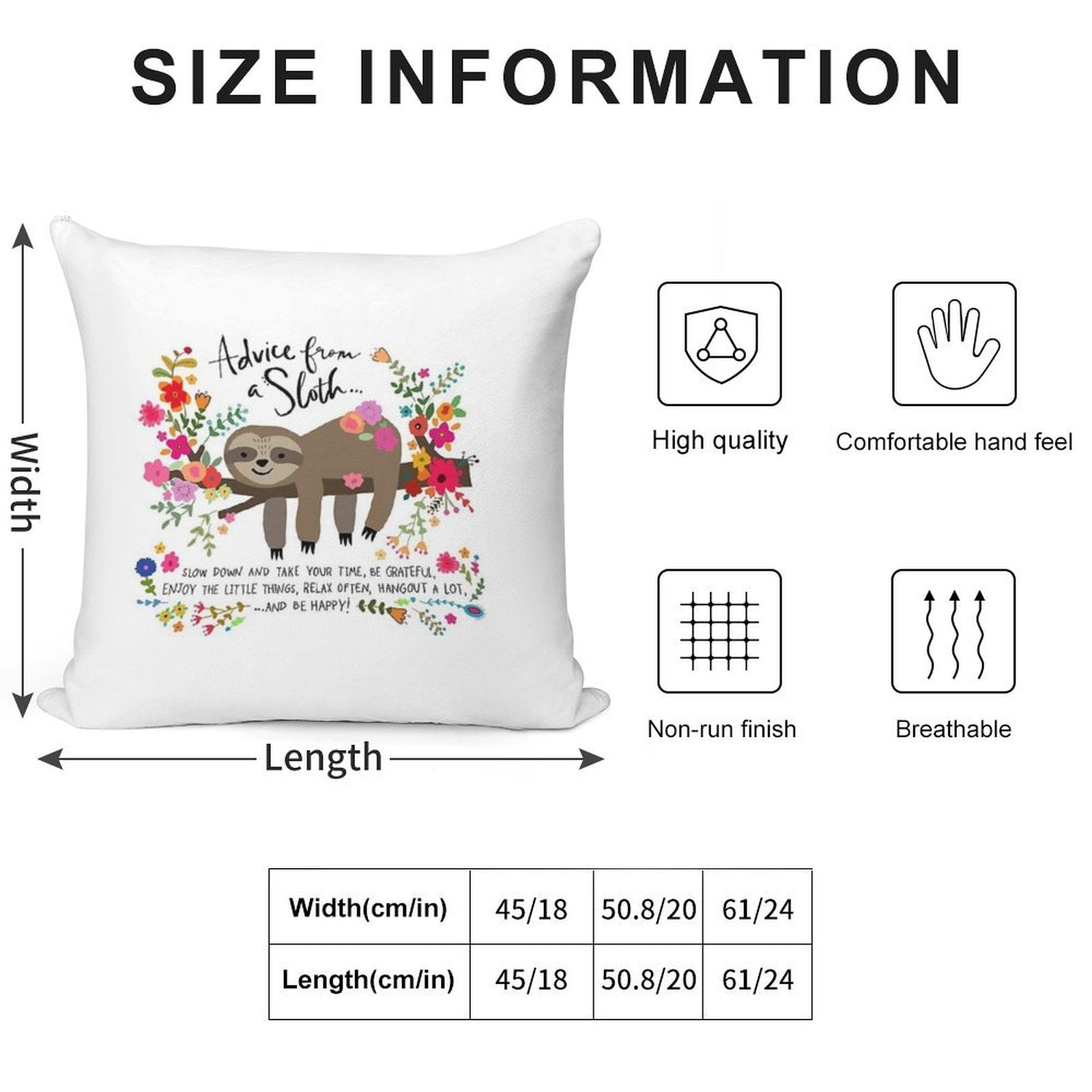 Advice From A Sloth Soft Easy Maintenance Throw Pillow