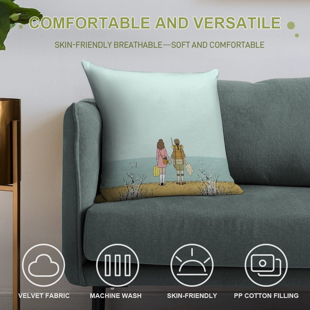 Wes Anderson Movie Soft Bedroom Essential Throw Pillow