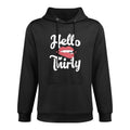 Womens 30th Birthday Shirt Hello 30 with Lips Adjustable Hood Hoodie