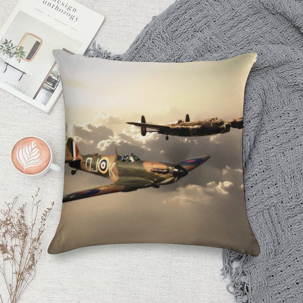 BBMF Spitfire And Lancaster Soft Skin-Friendly Throw Pillow