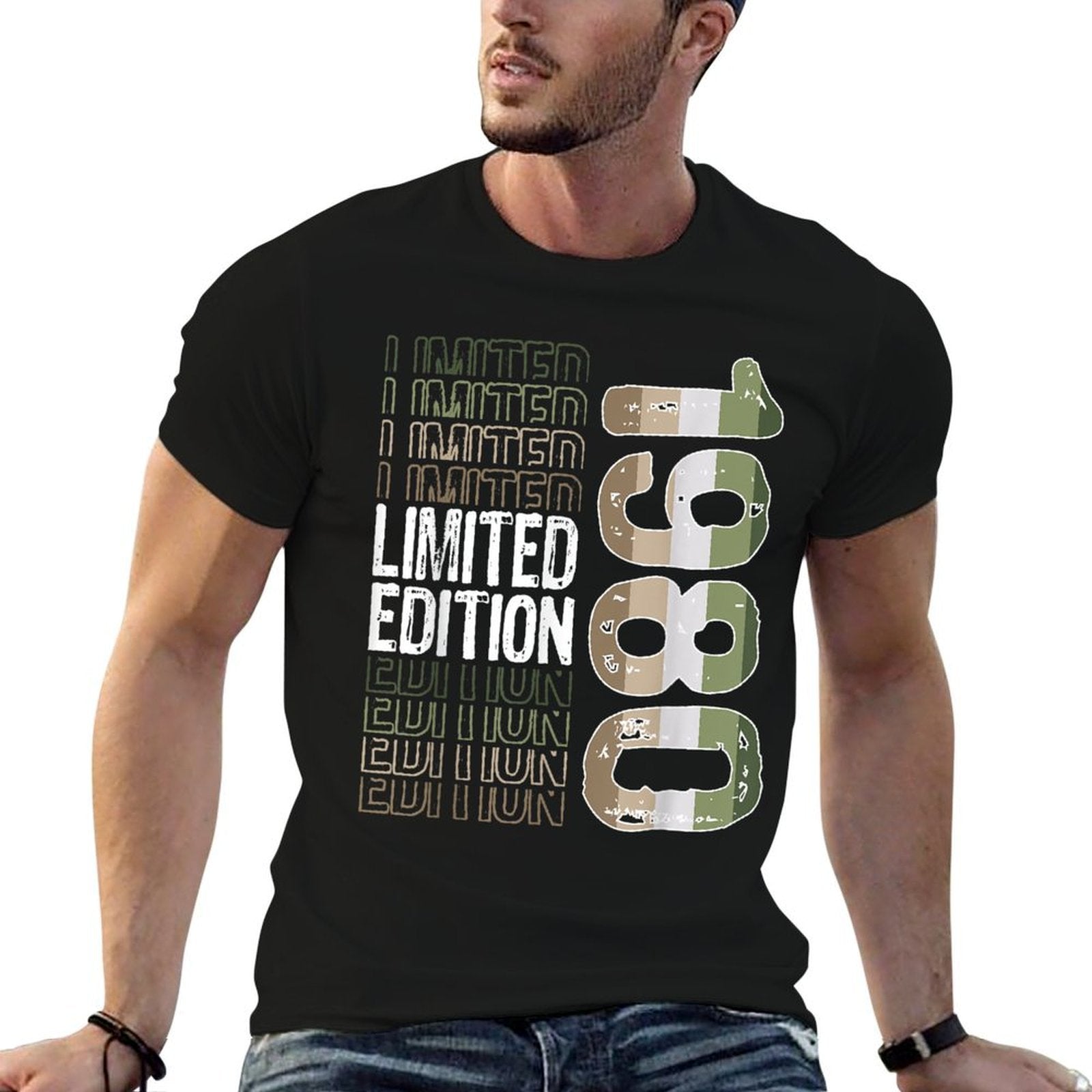 Limited Edition Vintage 1980 Retro Birthday  Summer-ready Fabric T-Shirt