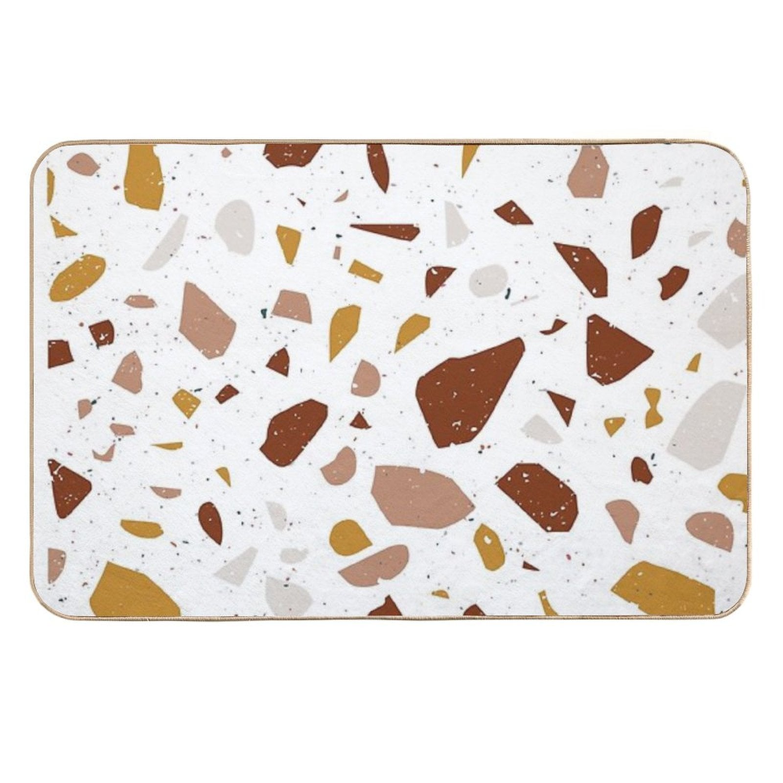 Terrazzo Stone Pattern (Terracotta + Mustard)  High-Traffic Bath Mat