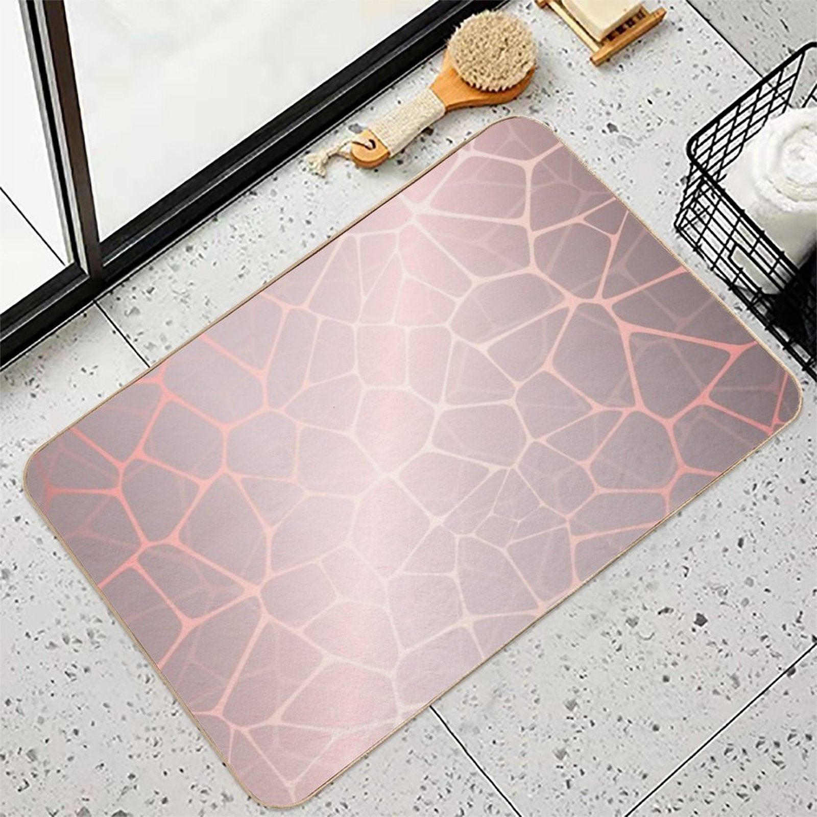 Rose Gold Abstract Shapes  Easy To Clean Bath Mat