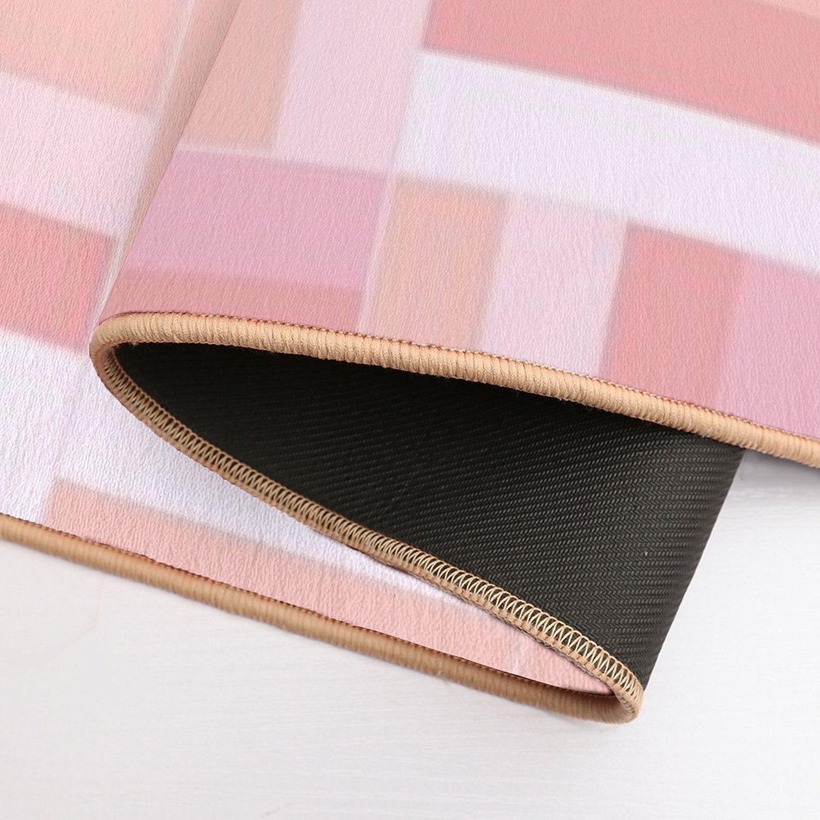 Pink Vibes Basketweave Pattern  Long-Lasting Bath Mat