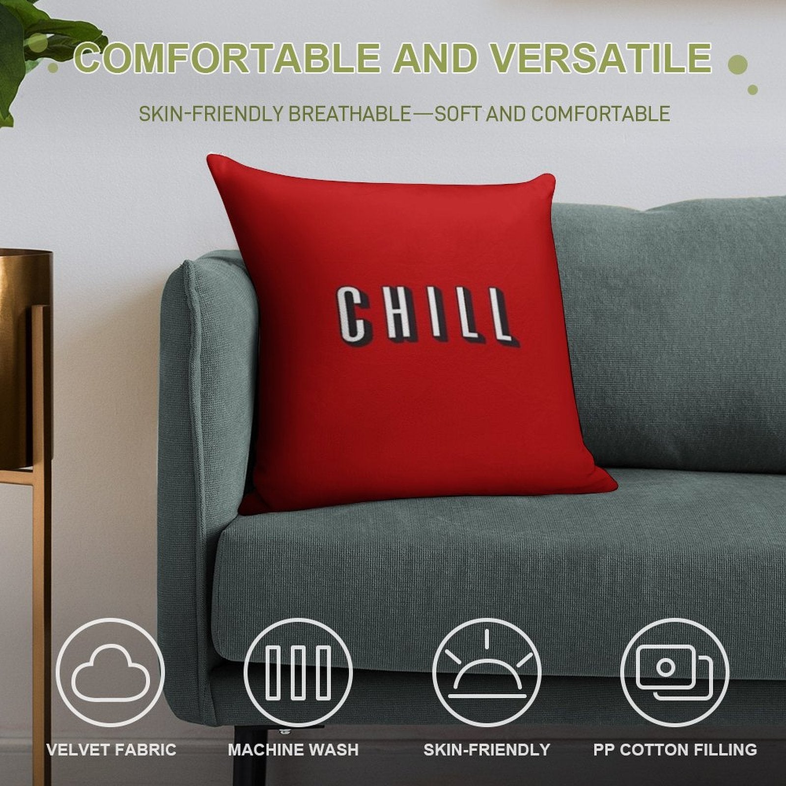 CHILL Soft Durable Construction Throw Pillow