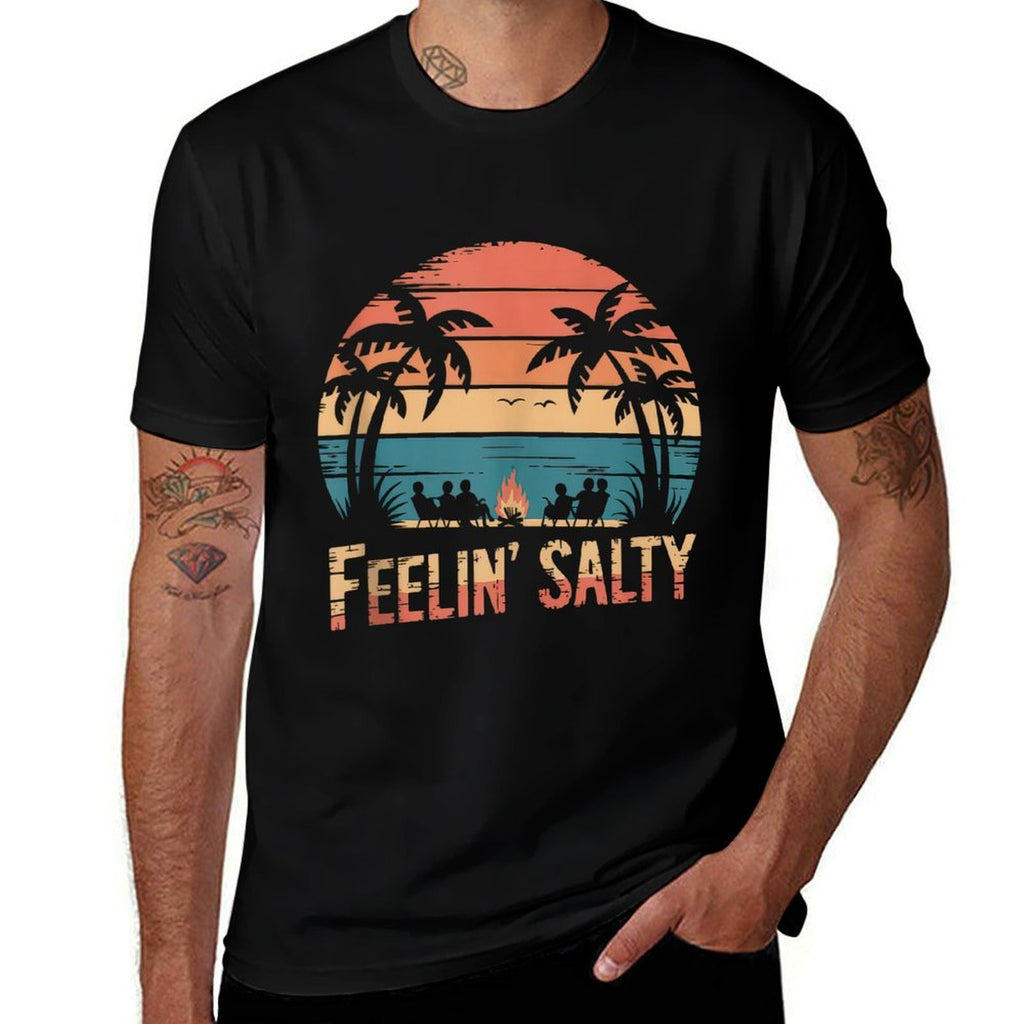 Feelin Salty Tshirt Beach Summer Vacation Vintage 70s Retro  Oversized Silhouette T-Shirt