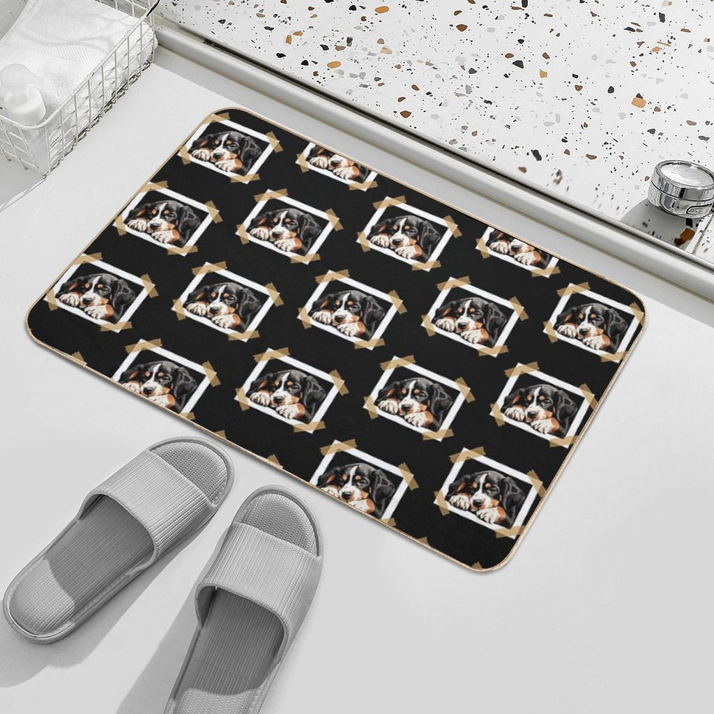 Entlebucher Mountain Puppy Sleeping  Stain-Proof Bath Mat
