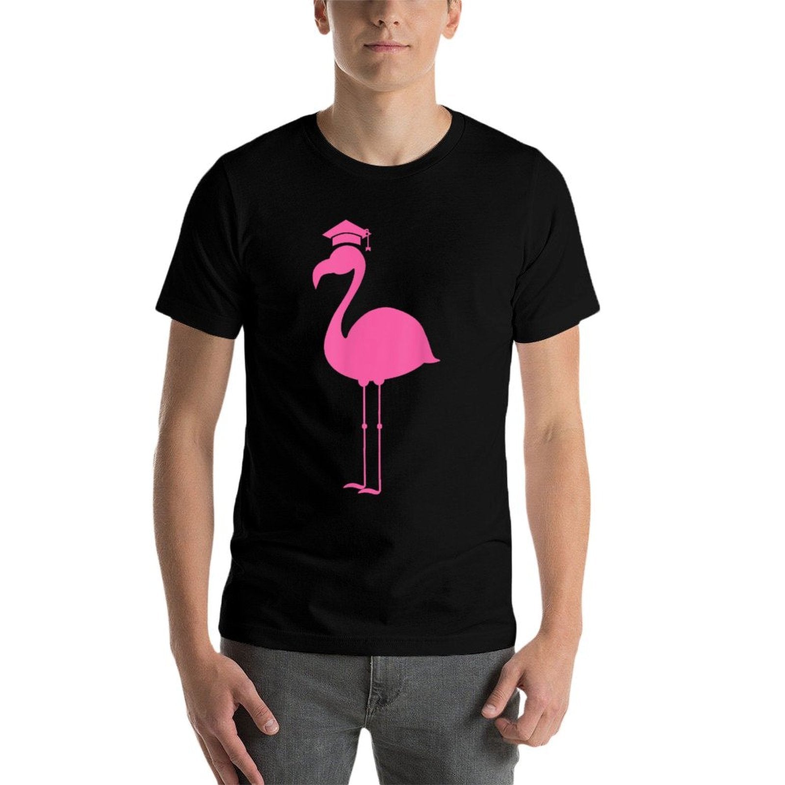 Graduate Cute Pink Flamingo Graduation  Wrinkle-resistant T-Shirt