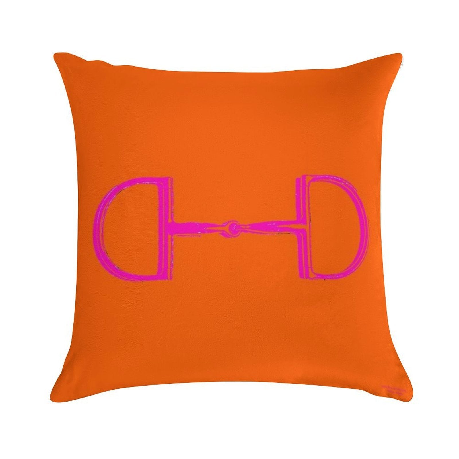 Snaffle Bit Pillow Neon Orange & Pink Soft Short Plush Fabric Throw Pillow