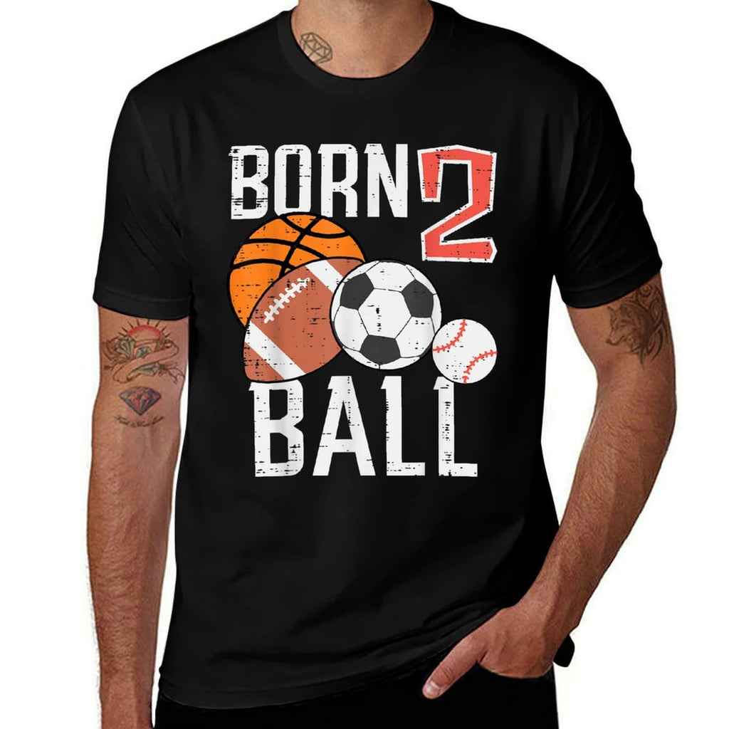 Born Basketball Football 2nd Birthday Toddler Boy Kid  Breathable T-Shirt